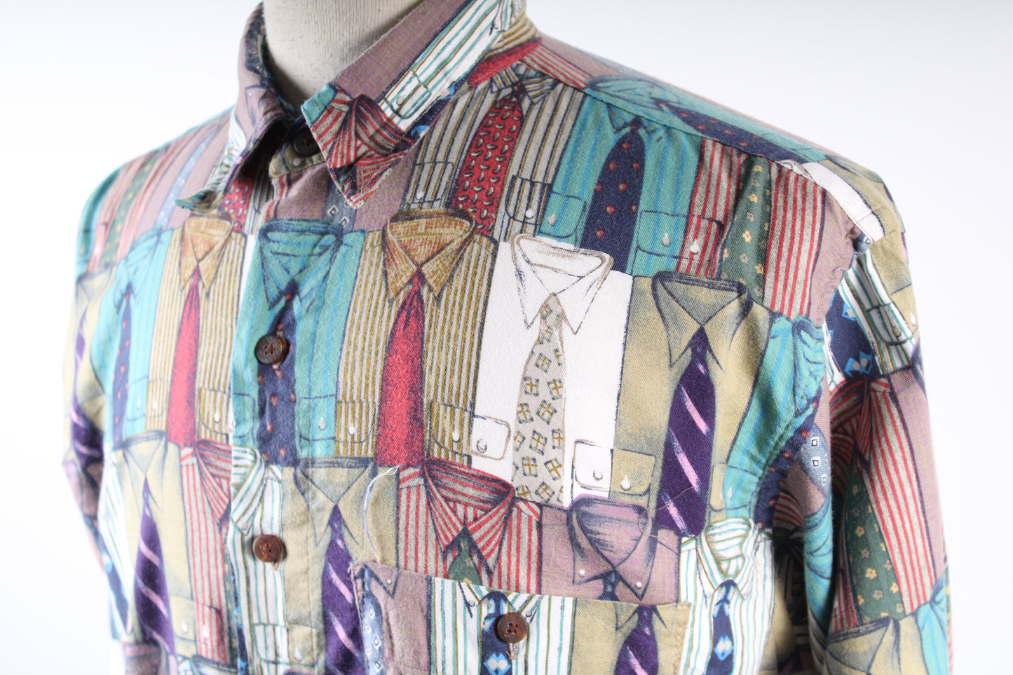 Vintage 90s Alexander Julian Colours Shirt Print Shirt Mens Size Medium