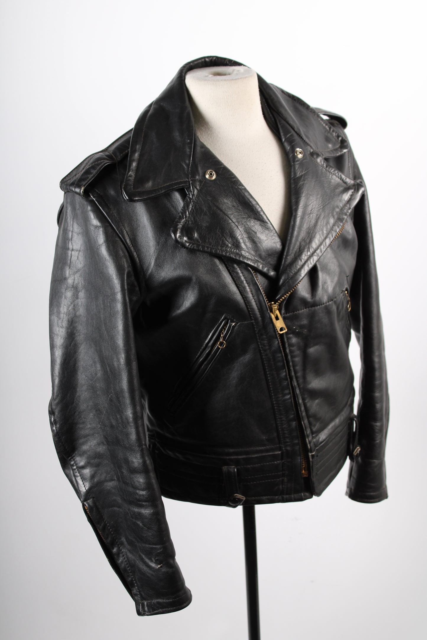 Vintage Cal CHP Horsehide Leather Motorcycle Jacket Mens Size 38 USA Made