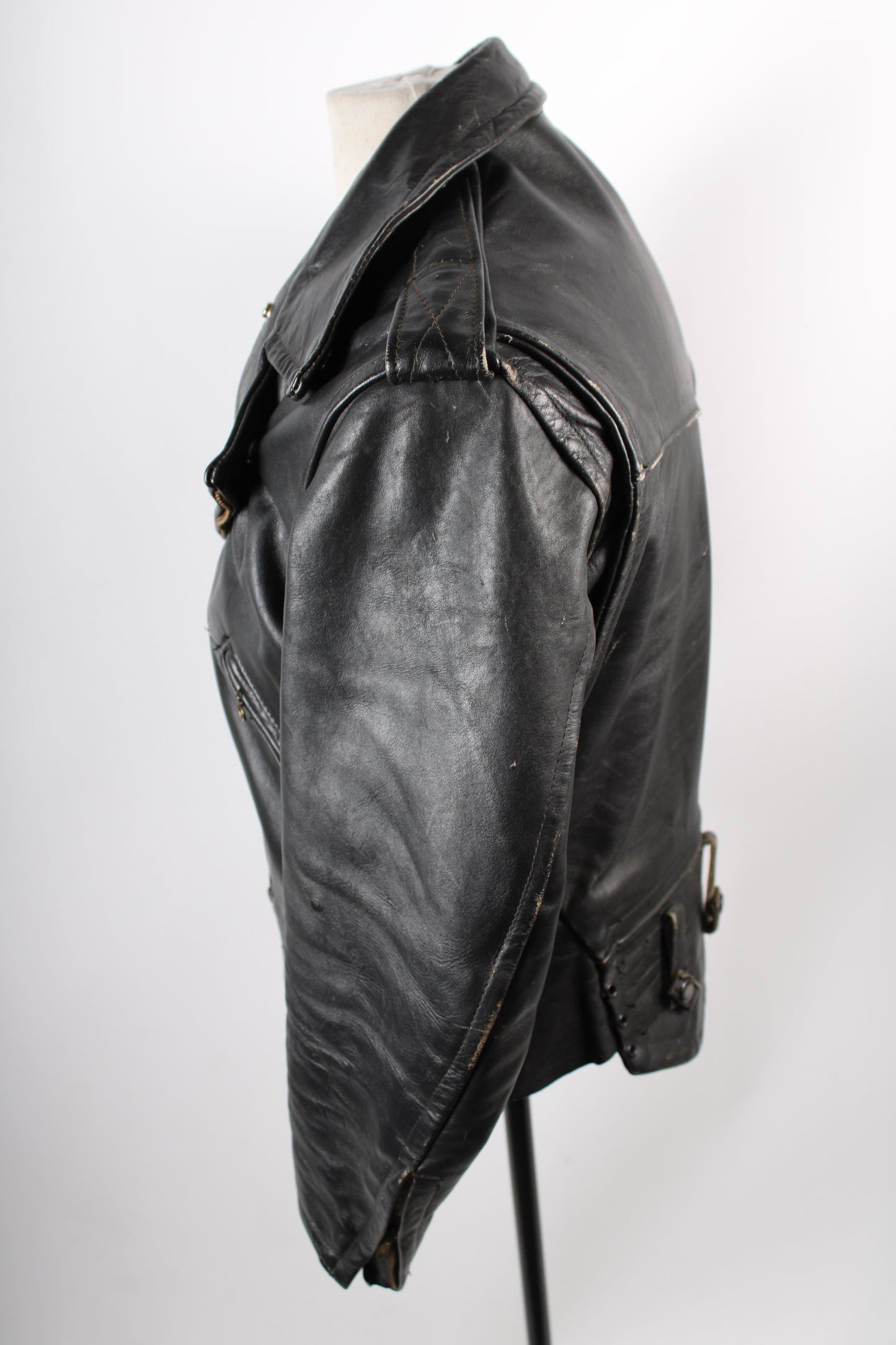 Vintage Cal CHP Horsehide Leather Motorcycle Jacket Mens Size 38 USA Made