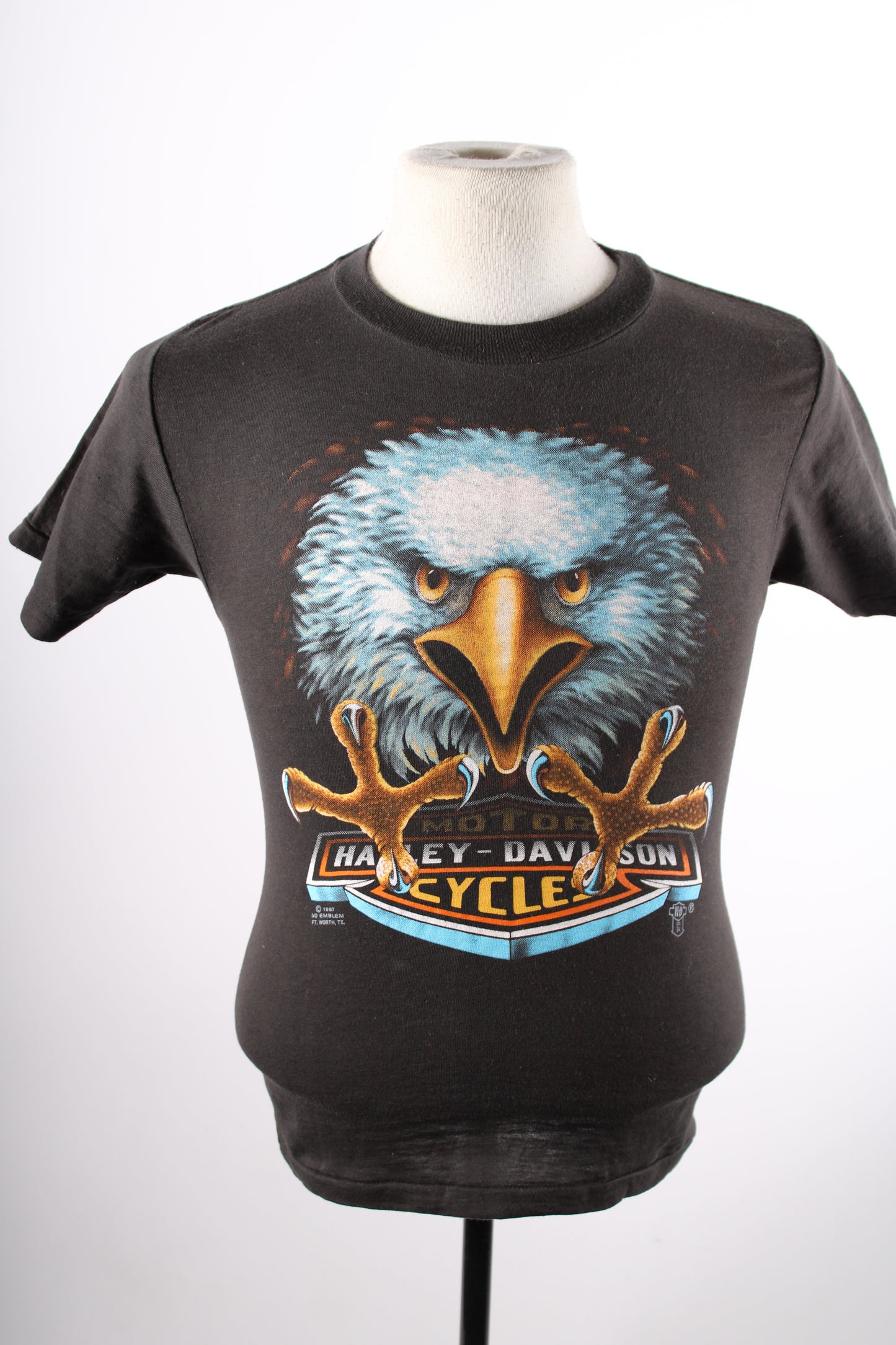 Vintage 80s Harley Davidson 3-D Emblem Mens T-Shirt Size Small 50/50 USA