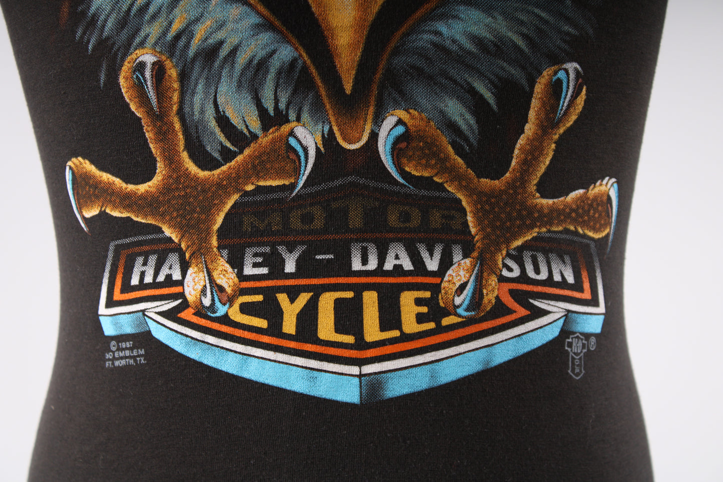 Vintage 80s Harley Davidson 3-D Emblem Mens T-Shirt Size Small 50/50 USA