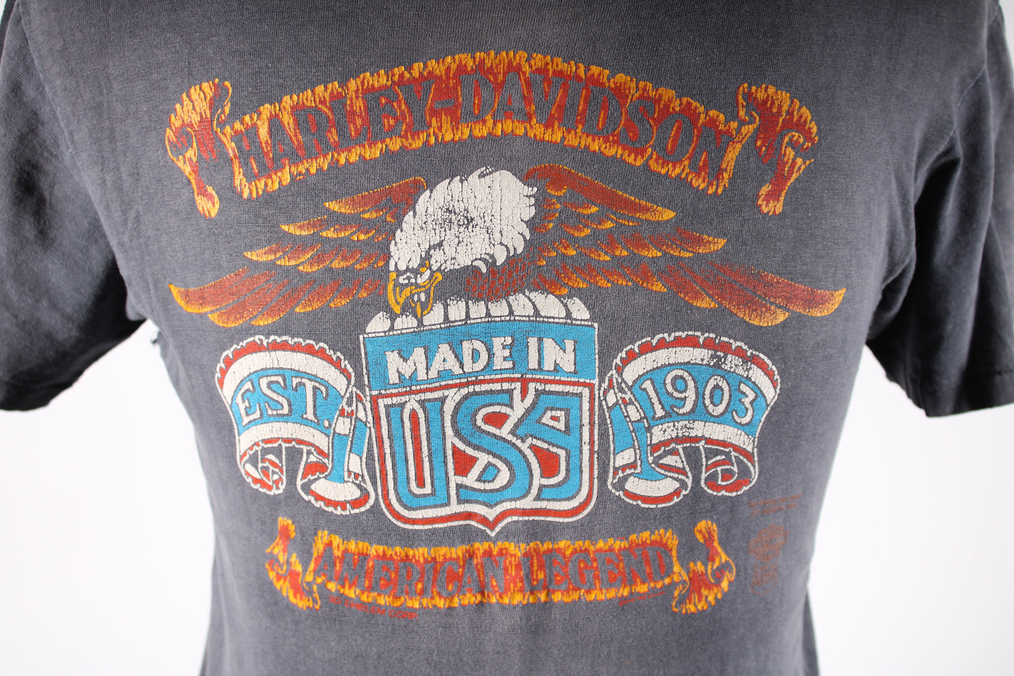 Vintage Harley Davidson 3-D Emblem Thorpe's Motorcycle Biker T-Shirt Mens Medium