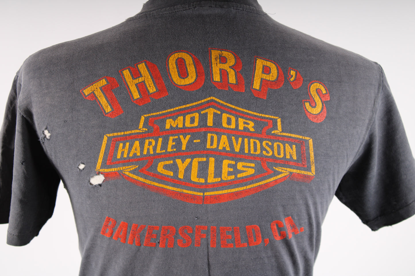 Vintage Harley Davidson 3-D Emblem Thorpe's Motorcycle Biker T-Shirt Mens Medium