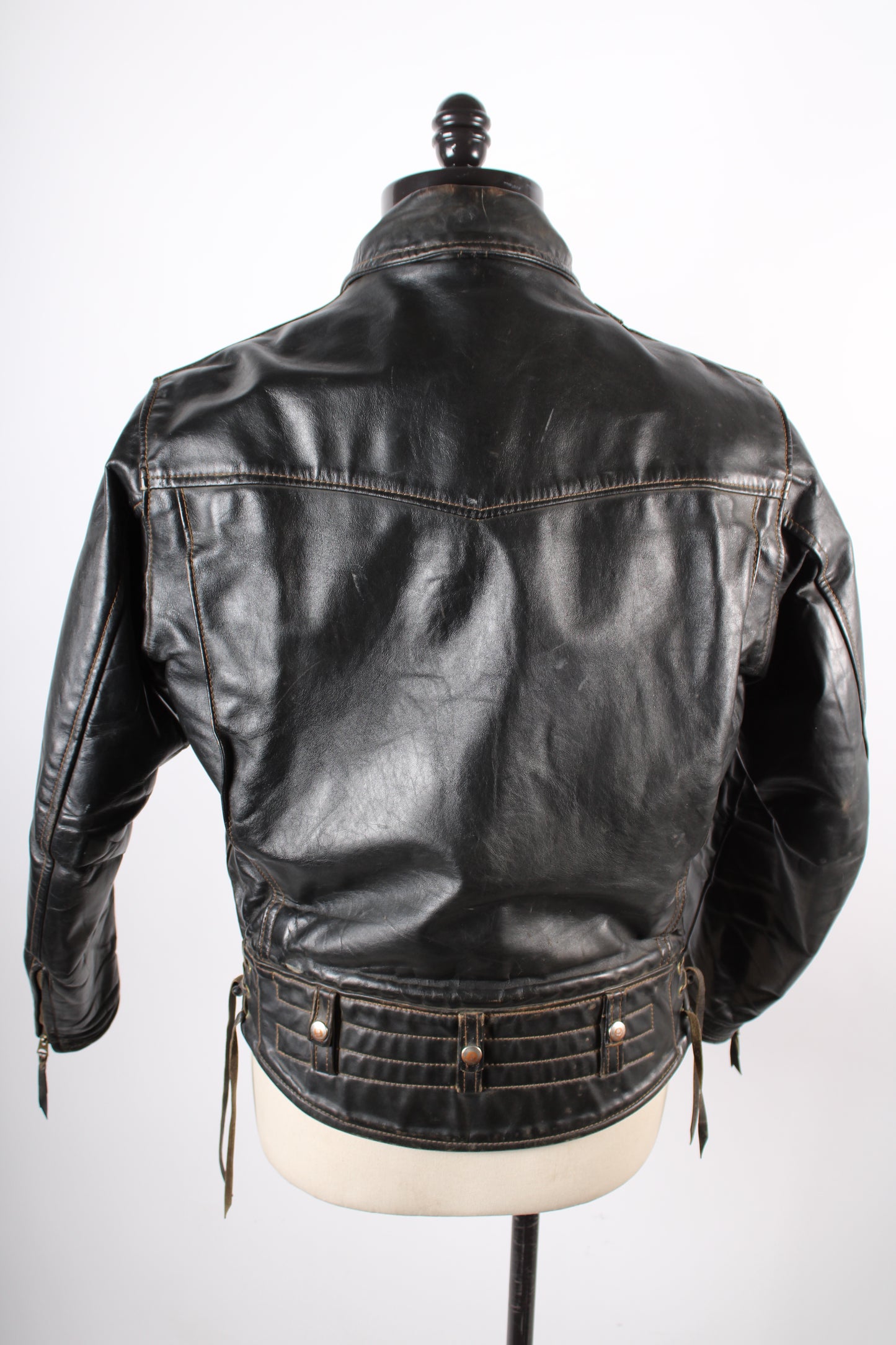 Vintage 60s 70s Langlitz Black Leather Columbia Motorcycle Coat Jacket Mens 42-44