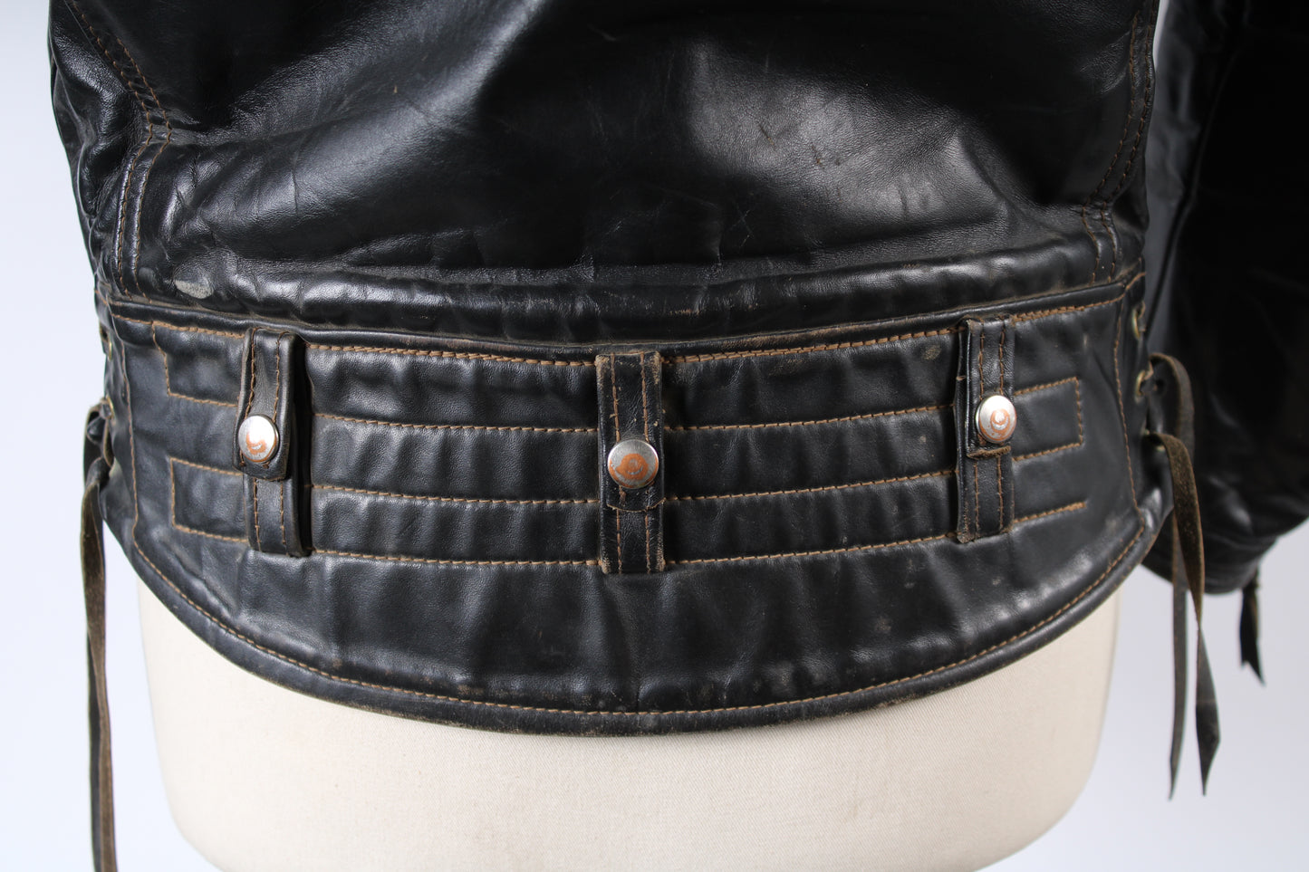 Vintage 60s 70s Langlitz Black Leather Columbia Motorcycle Coat Jacket Mens 42-44