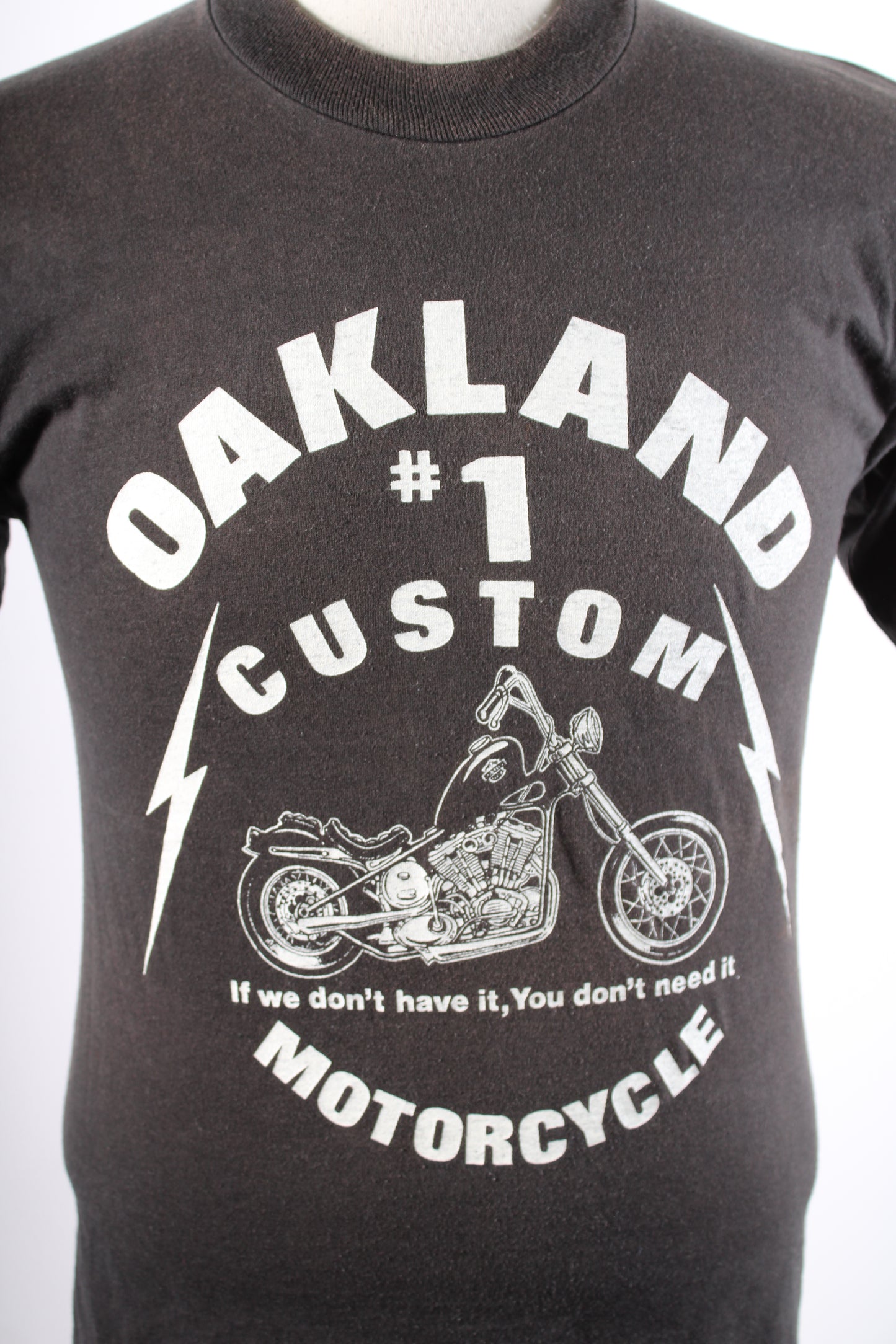 Vintage 80s Oakland #1 Custom Motorcycle Biker T-Shirt Mens Medium