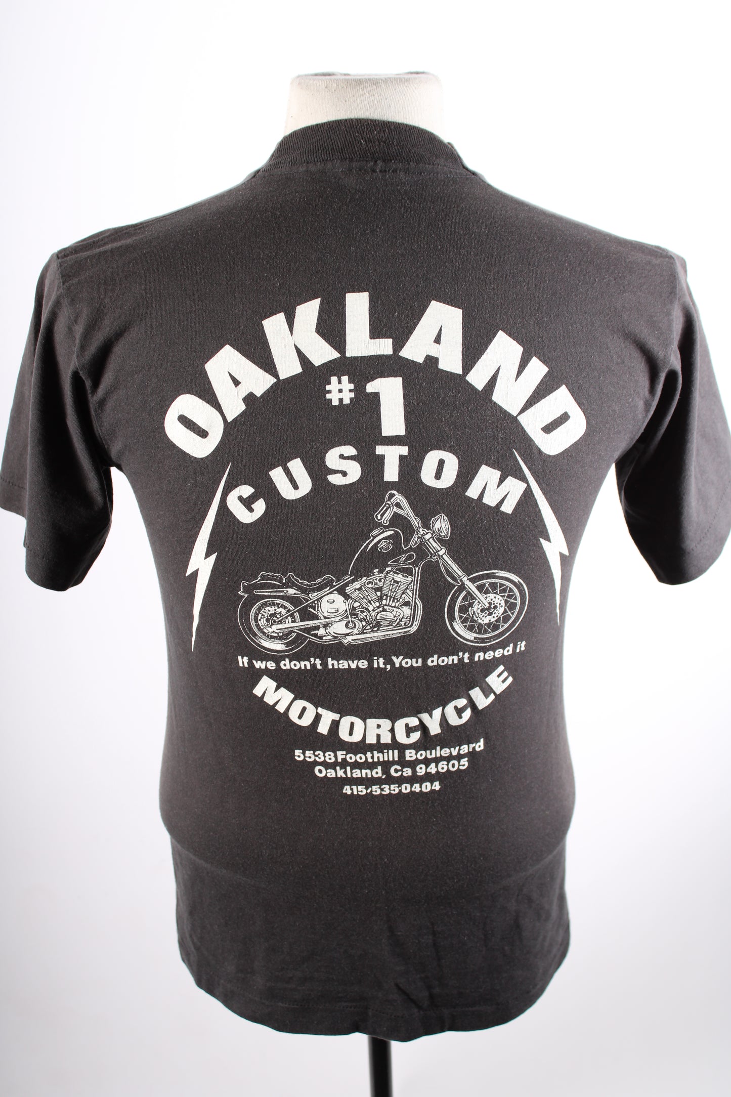 Vintage 80s Oakland #1 Custom Motorcycle Biker T-Shirt Mens Medium
