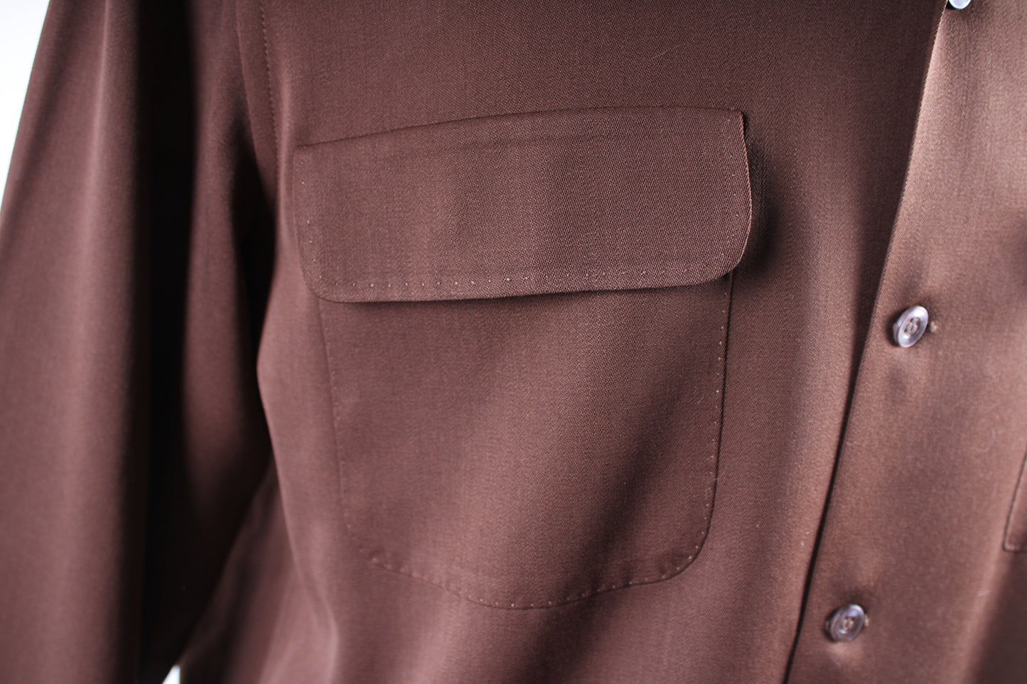 Vintage 1950s Gabardine Wool Loop Collar Mens Shirt Size Medium