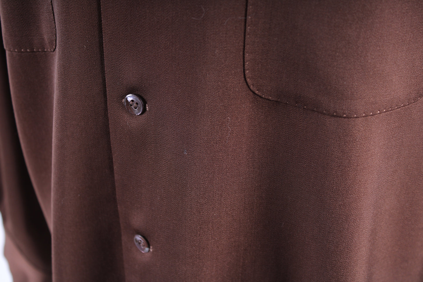 Vintage 1950s Gabardine Wool Loop Collar Mens Shirt Size Medium