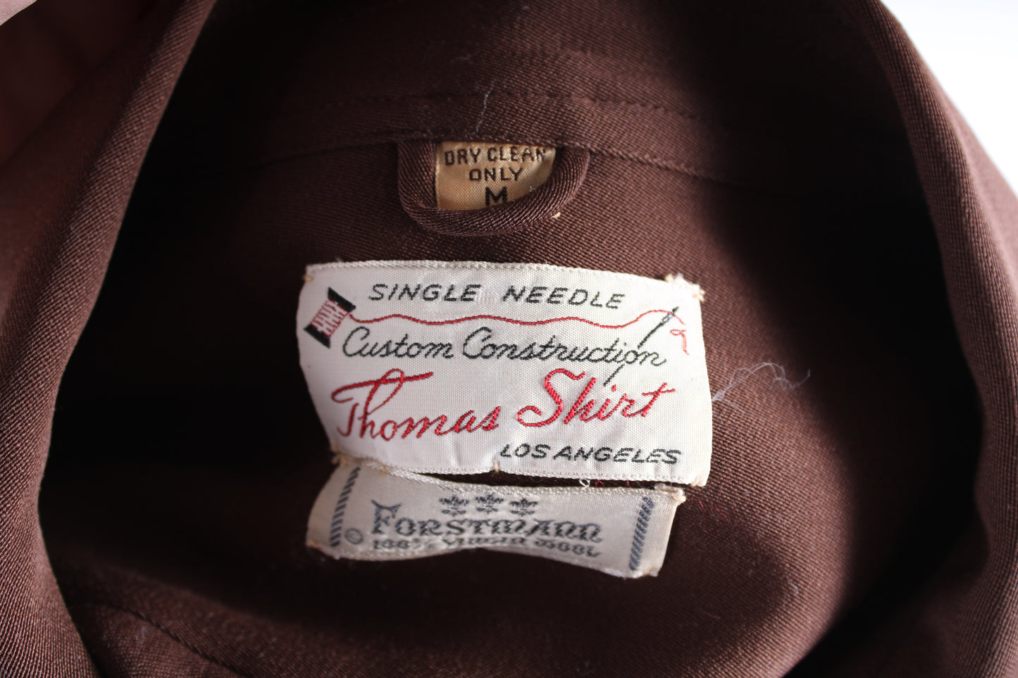 Vintage 1950s Gabardine Wool Loop Collar Mens Shirt Size Medium