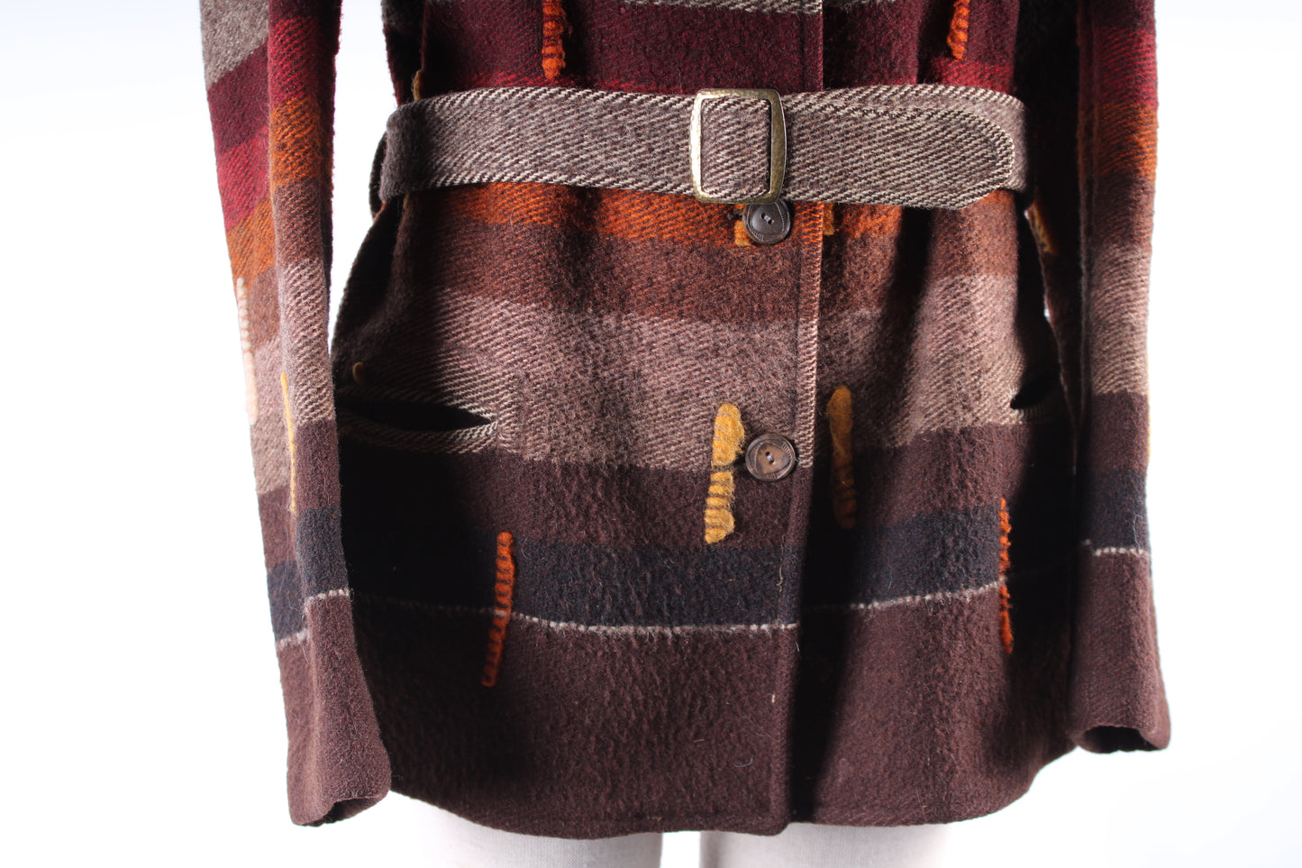 Vintage 1940s Belted Wool Tobaggan Coat Jacket Women's Size Medium