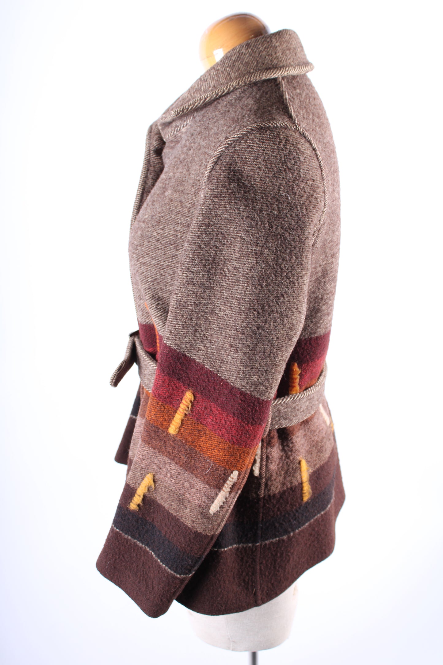 Vintage 1940s Belted Wool Tobaggan Coat Jacket Women's Size Medium
