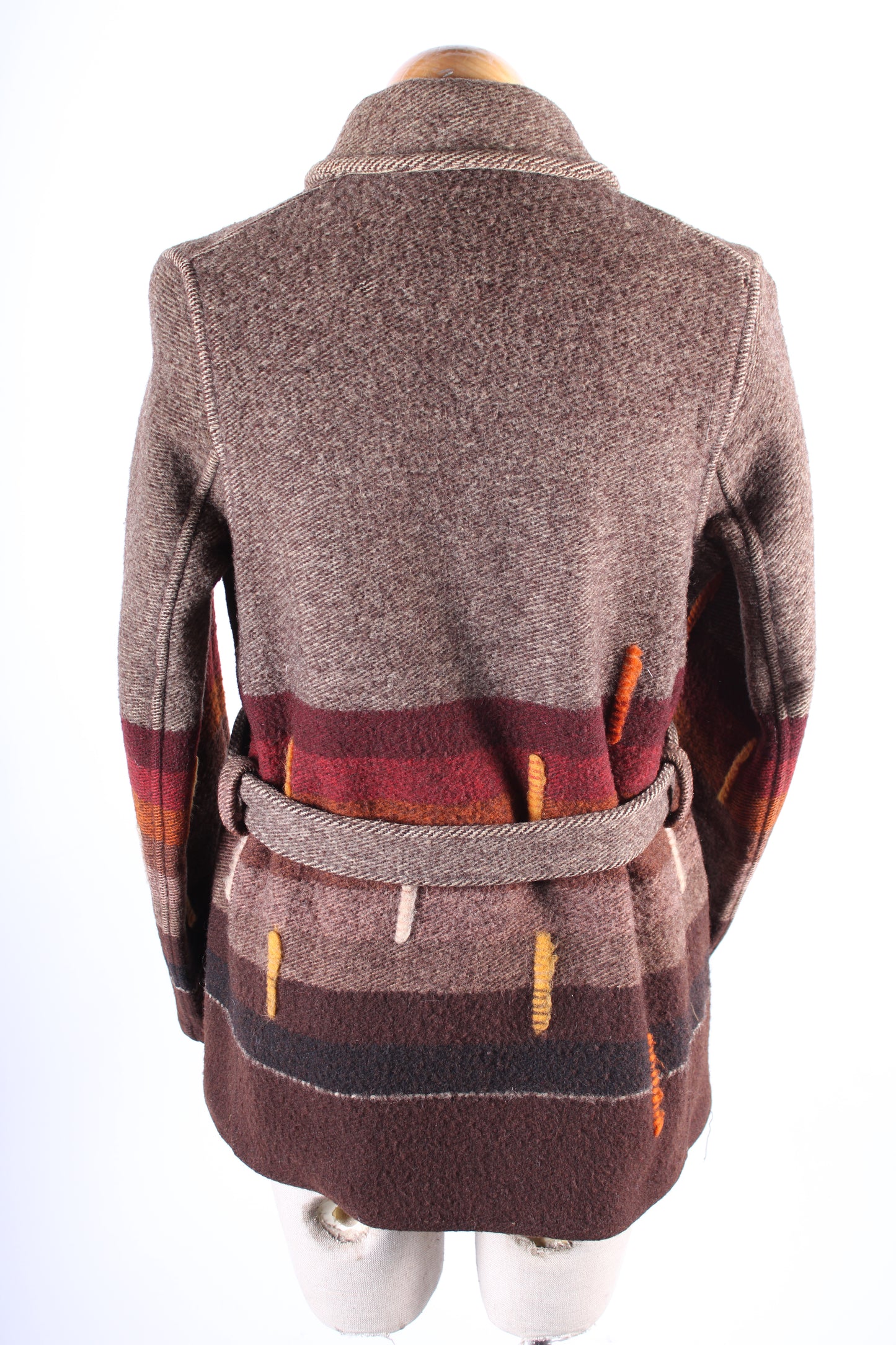 Vintage 1940s Belted Wool Tobaggan Coat Jacket Women's Size Medium