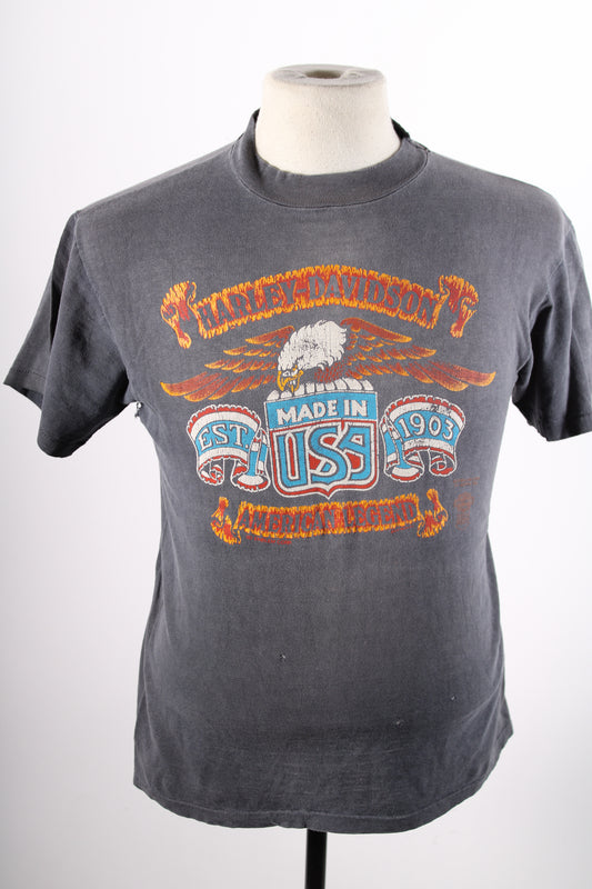Vintage Harley Davidson 3-D Emblem Thorpe's Motorcycle Biker T-Shirt Mens Medium