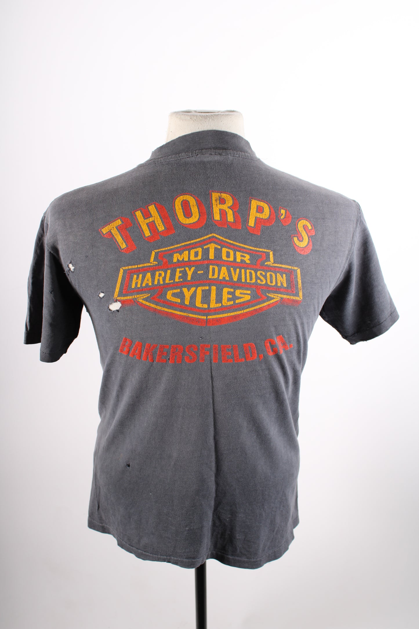 Vintage Harley Davidson 3-D Emblem Thorpe's Motorcycle Biker T-Shirt Mens Medium