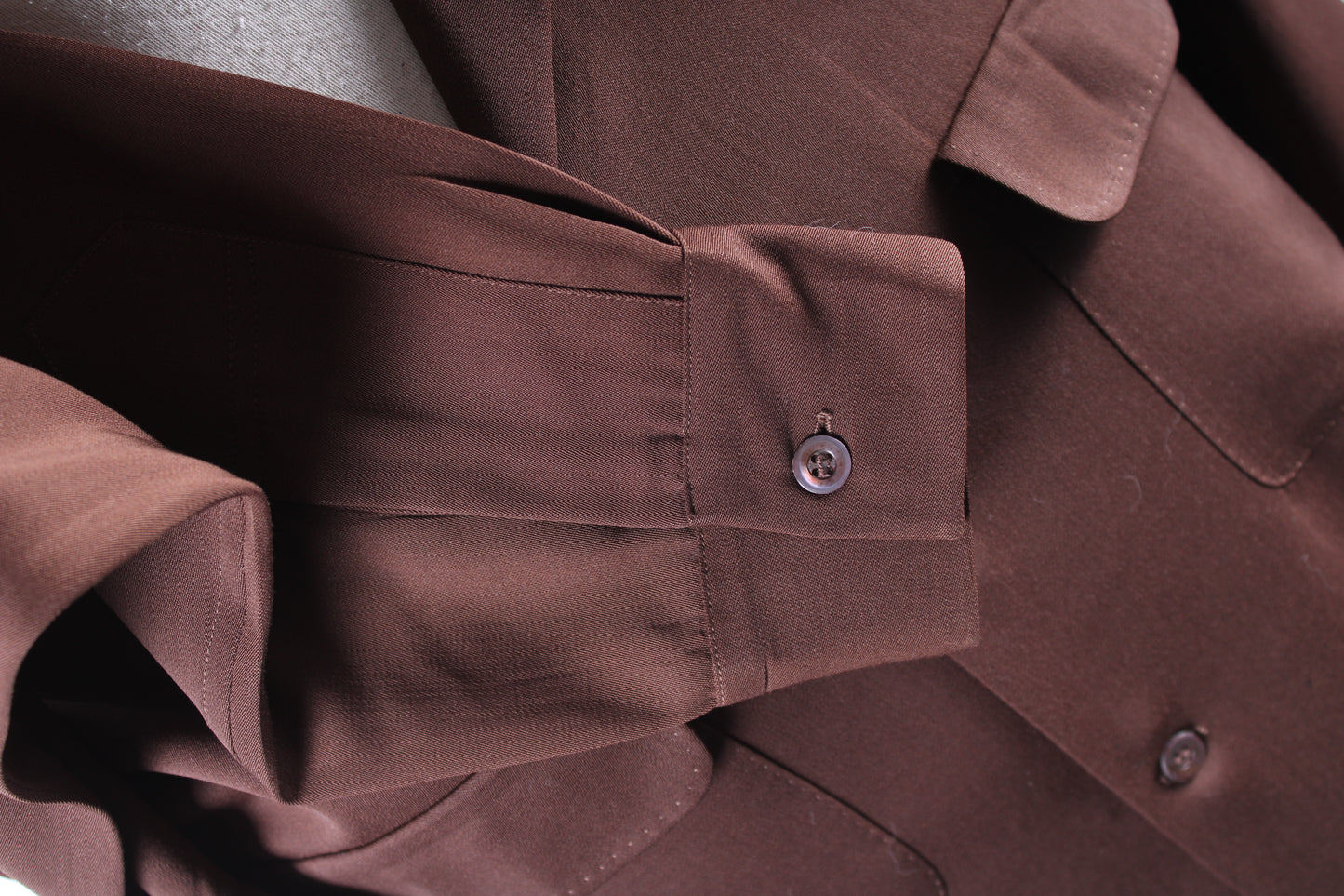 Vintage 1950s Gabardine Wool Loop Collar Mens Shirt Size Medium
