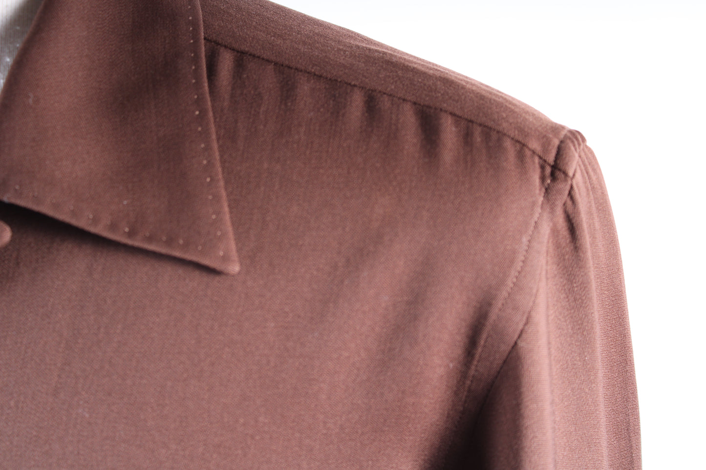 Vintage 1950s Gabardine Wool Loop Collar Mens Shirt Size Medium