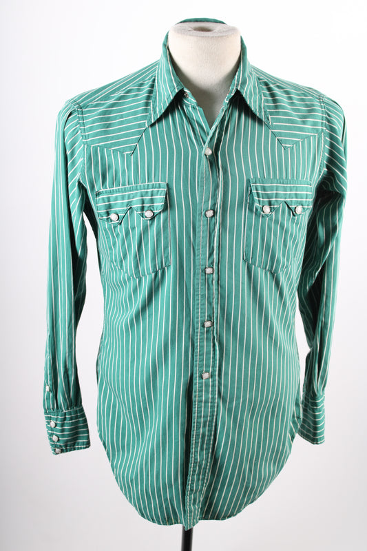 Vintage 60s Levi's Shorthorn Sawtooth Western Pearl Snap Cowboy Shirt Mens Medium